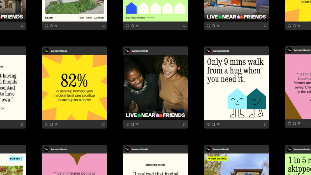 Gabby Lord's Live Near Friends design mockups for social media posts